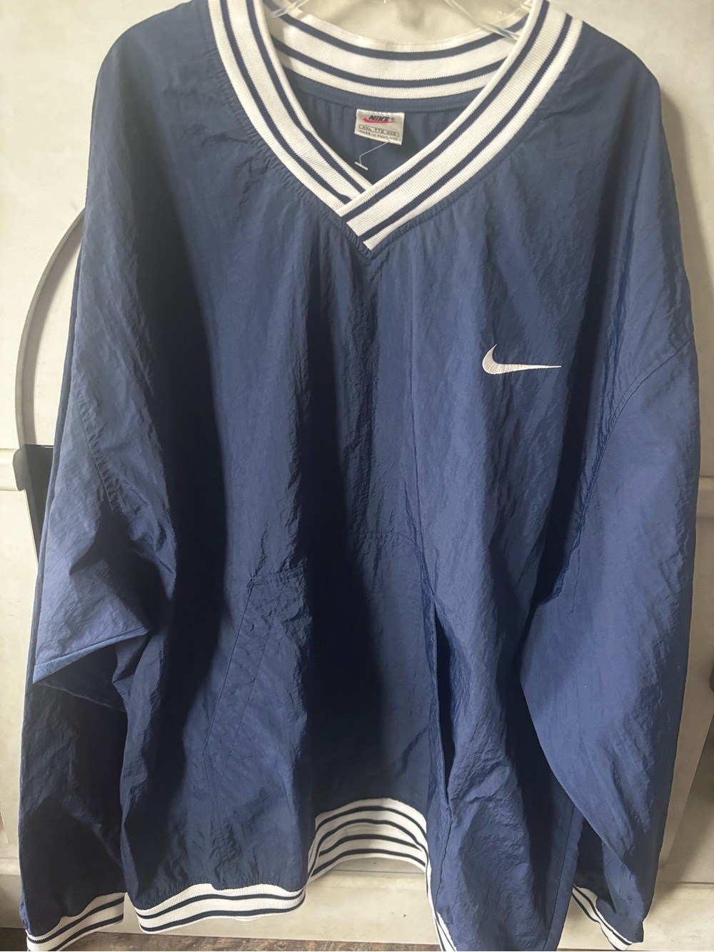 Nike Navy V‑Neck Pullover with White Swoosh